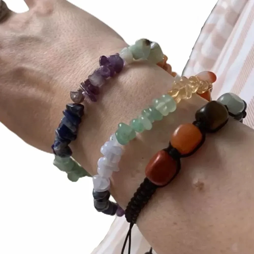 Natural Stone Chakra Bangle Bracelet Handmade NEW